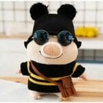 Knuffel Varken in Trui met Abeille Motief 25 cm Zacht Wit De Knuffel