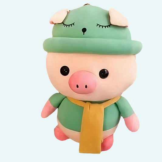 Knuffel Varken Met Groene Outfit Zacht 50 cm De Knuffel 25cm
