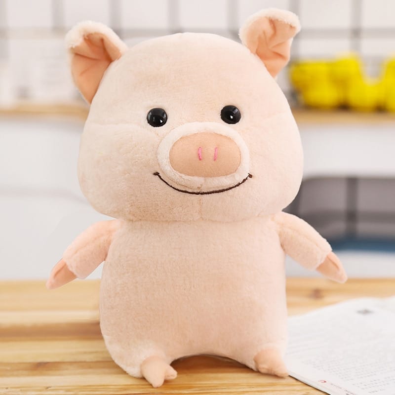 Knuffel Varken Roze, Zachte Pluche, 25 cm, Zwarte Knoopogen De Knuffel