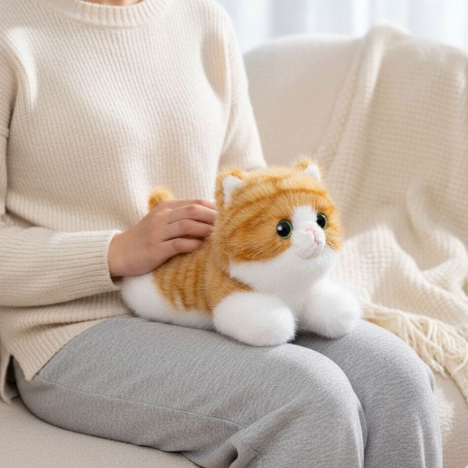 Knuffel Verzwaard Kat Oranje Rood Met Diepe Druk Kalmeren Slaap De Knuffel