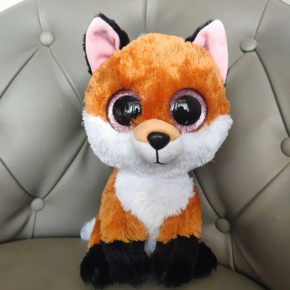 Knuffel Vos met Grote Zwarte Ogen en Roze Accenten De Knuffel