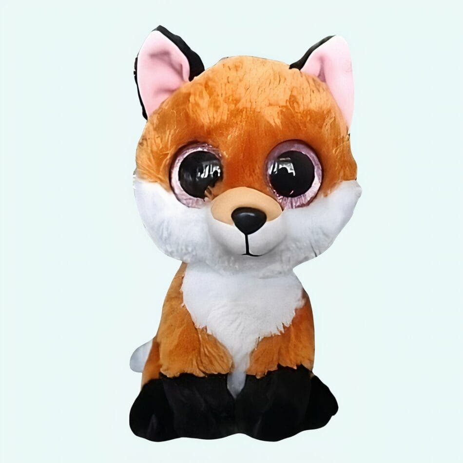 Knuffel Vos met Grote Zwarte Ogen en Roze Accenten De Knuffel