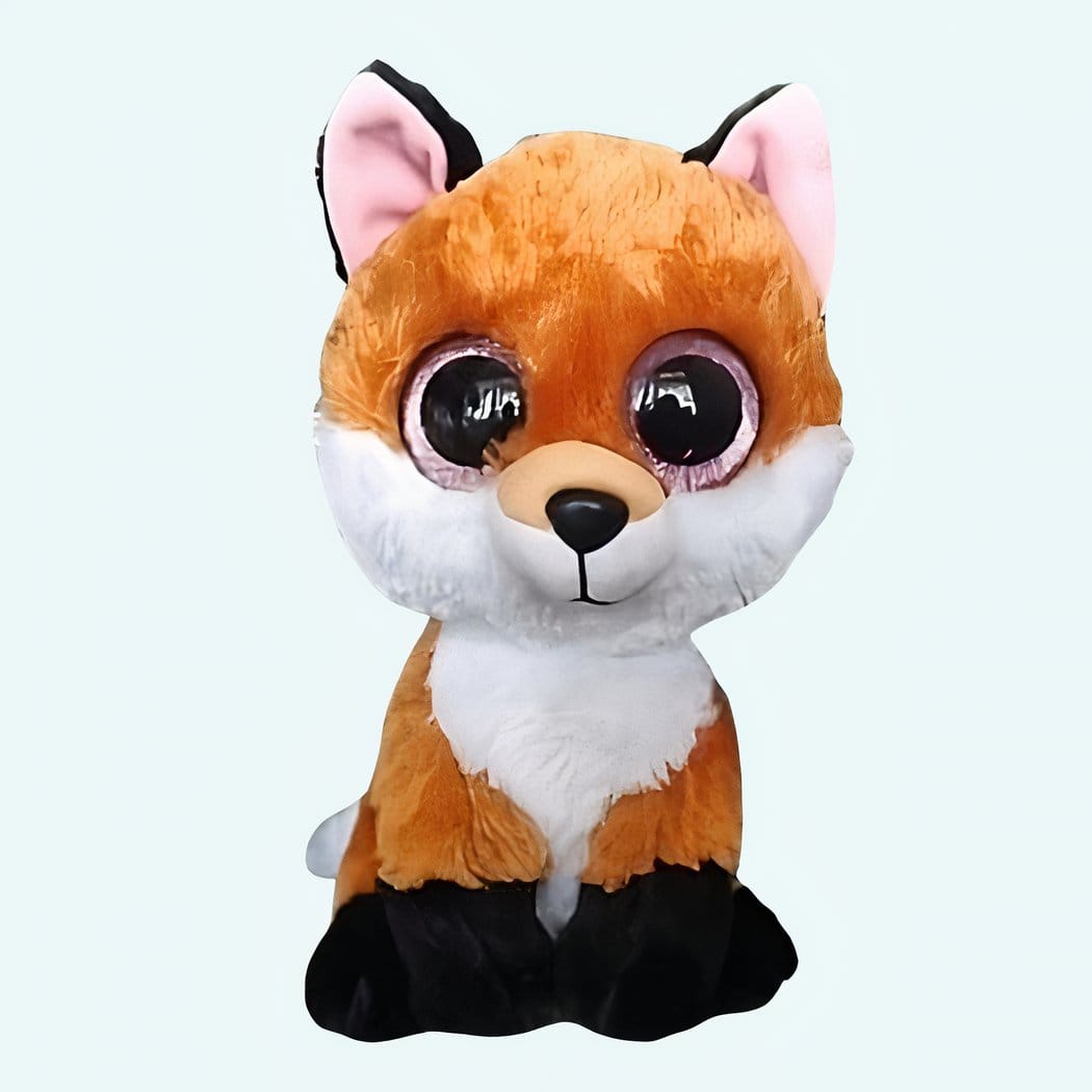 Knuffel Vos met Grote Zwarte Ogen en Roze Accenten De Knuffel