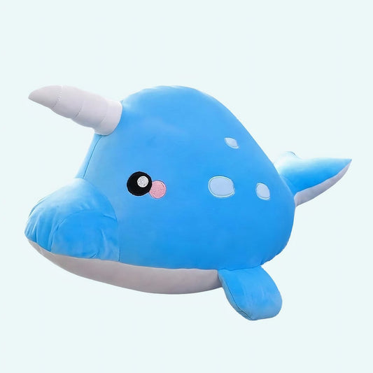 Knuffel Walvis Eenhoorn Hemelsblauw Met Roze Hoorn De Knuffel 35cm