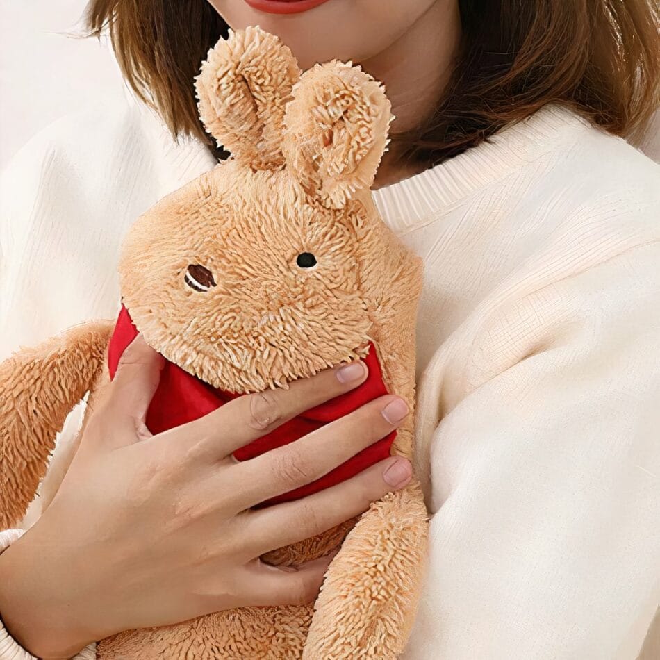 Knuffel Warmwaterkruik Konijn met Veters Handzaam Rijst en Microbeads De Knuffel