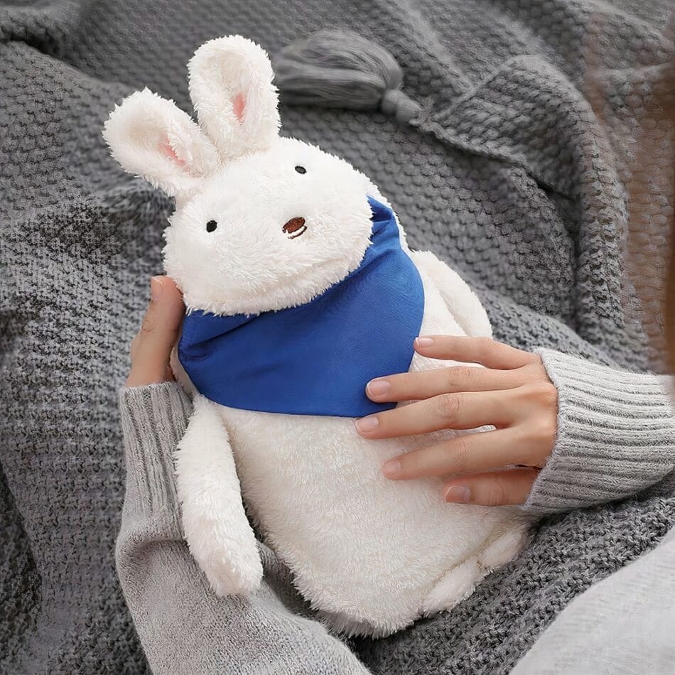 Knuffel Warmwaterkruik Konijn met Veters Handzaam Rijst en Microbeads De Knuffel