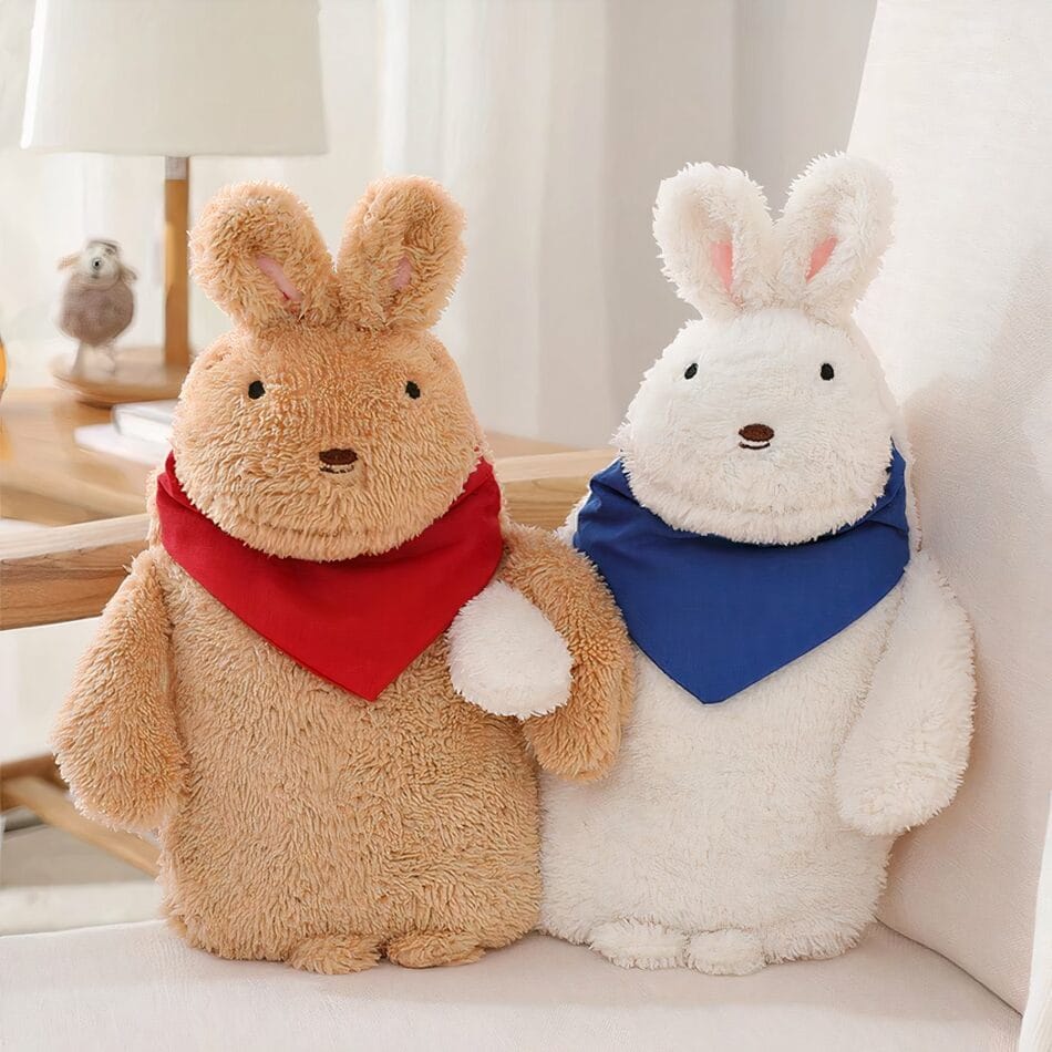 Knuffel Warmwaterkruik Konijn met Veters Handzaam Rijst en Microbeads De Knuffel