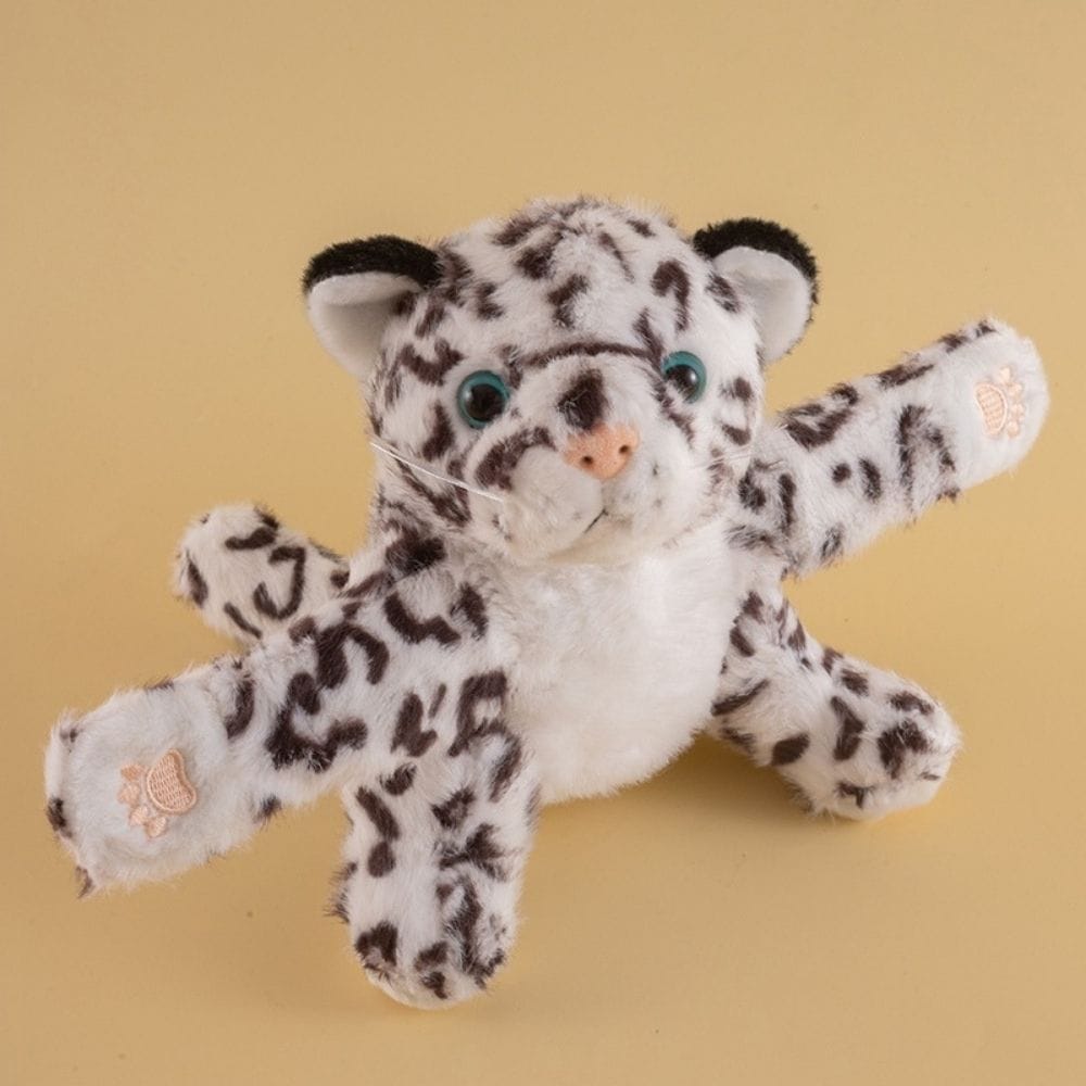 Knuffelarmband Om De Pols Die Rond Draait Voor Stressverlichting De Knuffel witte-luipaard