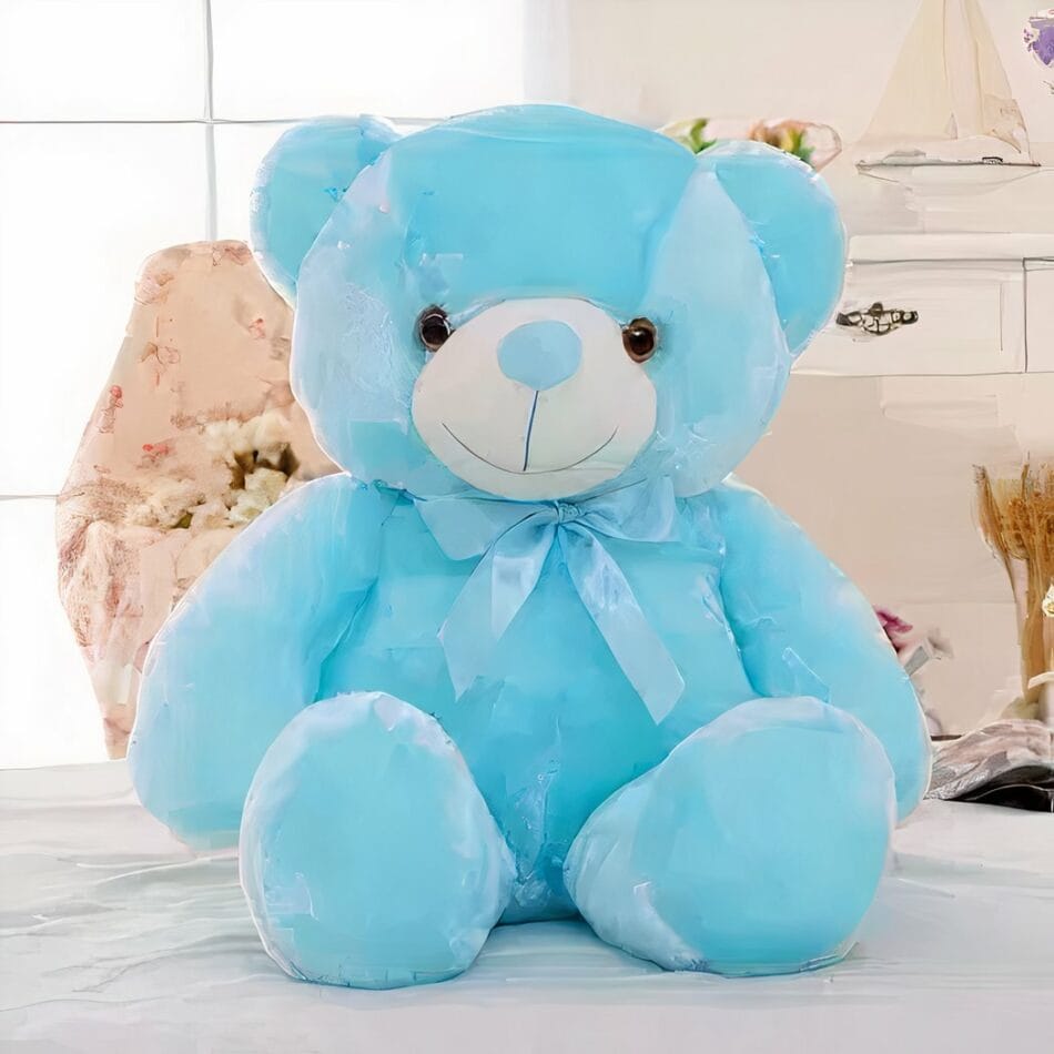 Knuffelbeer Kussen LED Blauw met Rustgevend Licht De Knuffel