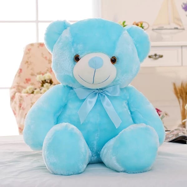 Knuffelbeer Kussen LED Blauw met Rustgevend Licht De Knuffel