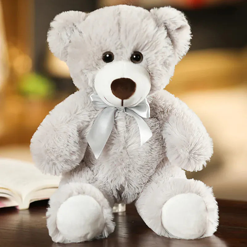 Knuffelbeer met Hartje 35 cm | Zachte Teddybeer in 7 Kleuren De Knuffel Grijs
