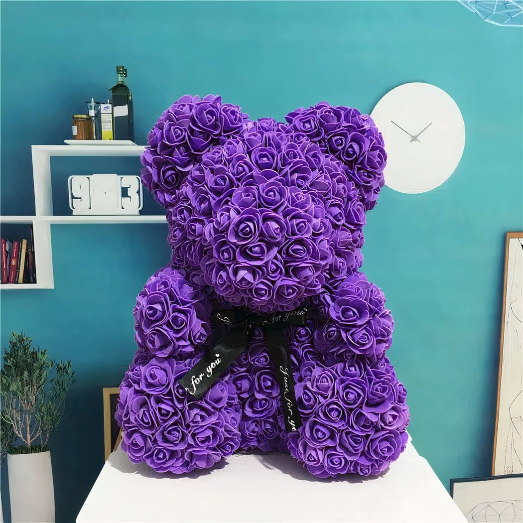 Knuffelbeer Met Paarse Bloemen En Ingebouwd Nachtlampje De Knuffel