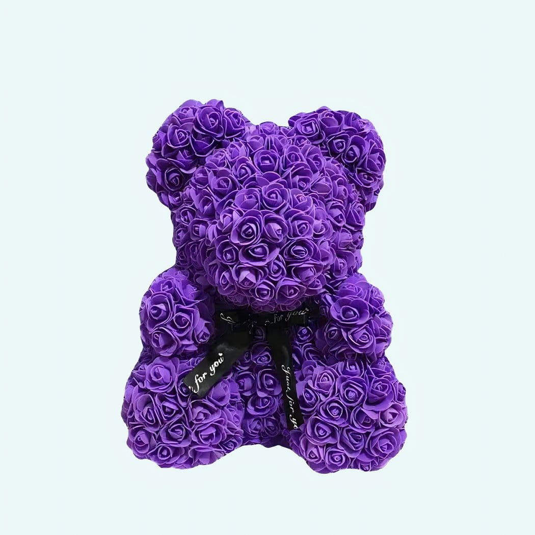 Knuffelbeer Met Paarse Bloemen En Ingebouwd Nachtlampje De Knuffel 40cm