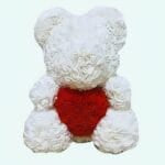 Knuffelbeer met Witte Rozen van Polyester Valentijnscadeau De Knuffel