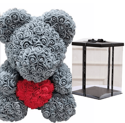 Knuffelbeer Roses Grijs in Coffret Collector Valentijnsgeschenk De Knuffel