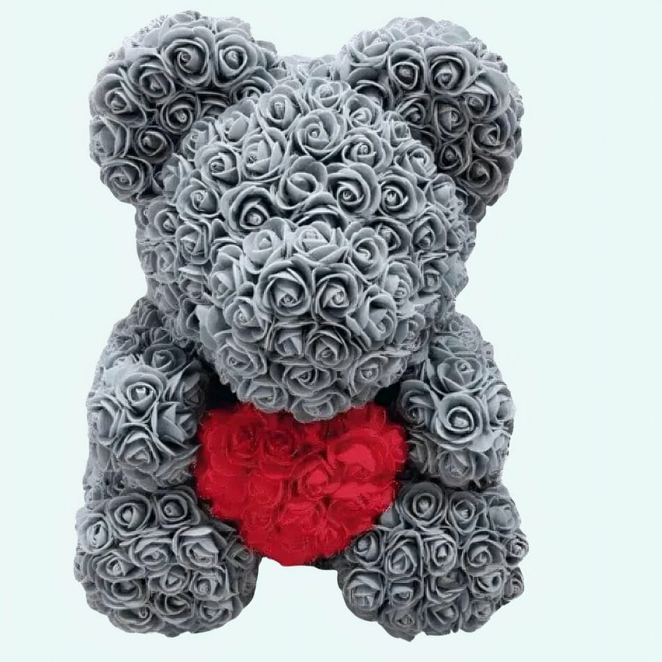 Knuffelbeer Roses Grijs in Coffret Collector Valentijnsgeschenk De Knuffel