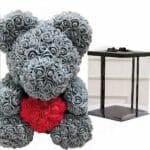 Knuffelbeer Roses Grijs in Coffret Collector Valentijnsgeschenk De Knuffel