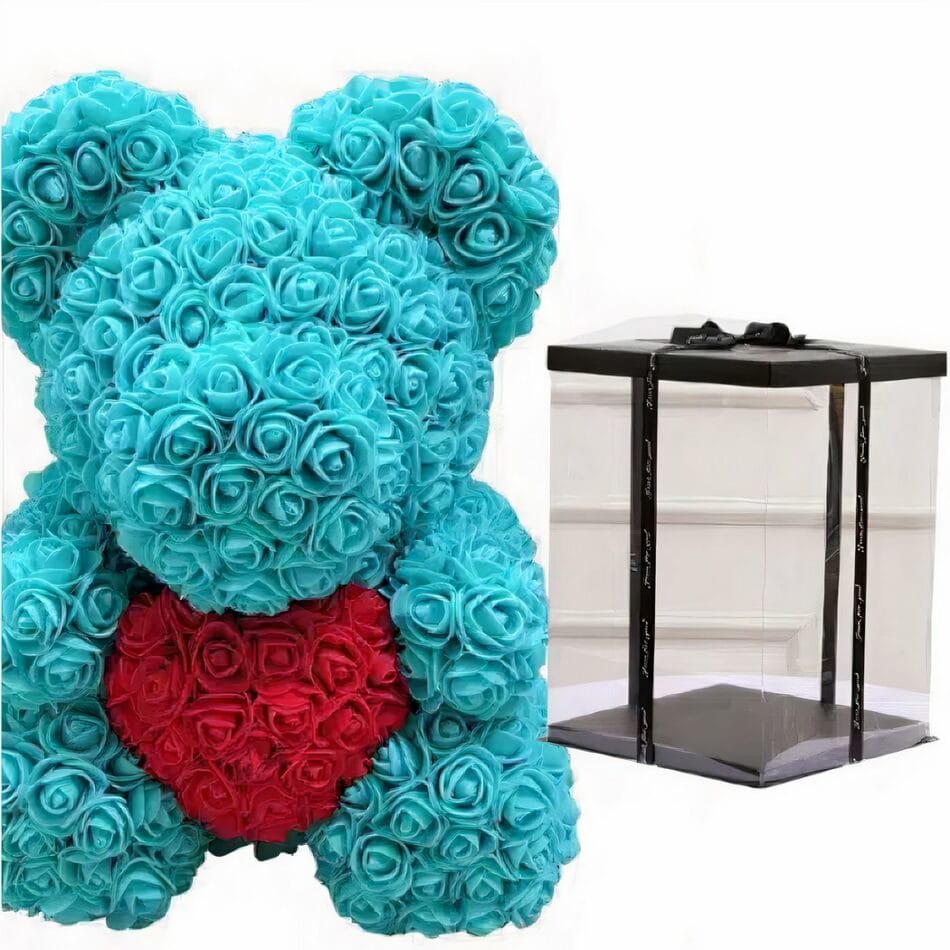 Knuffelbeer Roses Turkoois In Collectorsdoos Luxe Pluche De Knuffel
