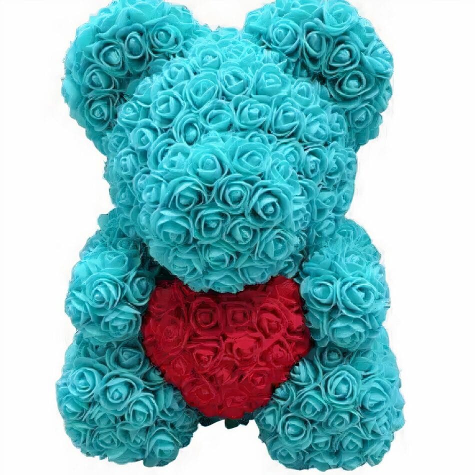 Knuffelbeer Roses Turquoises Zacht Roze en Turkoois De Knuffel