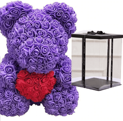 Knuffelbeer Roses Violettes Coffret Collector Roze en Paars De Knuffel