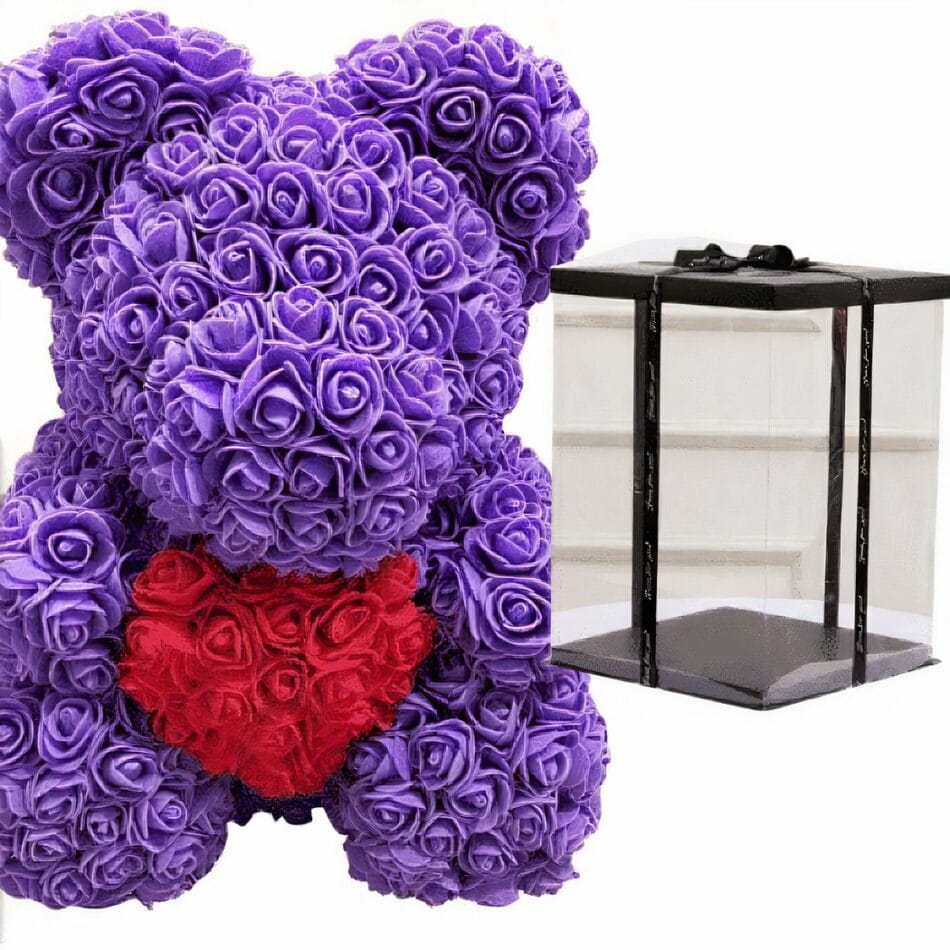 Knuffelbeer Roses Violettes Coffret Collector Roze en Paars De Knuffel