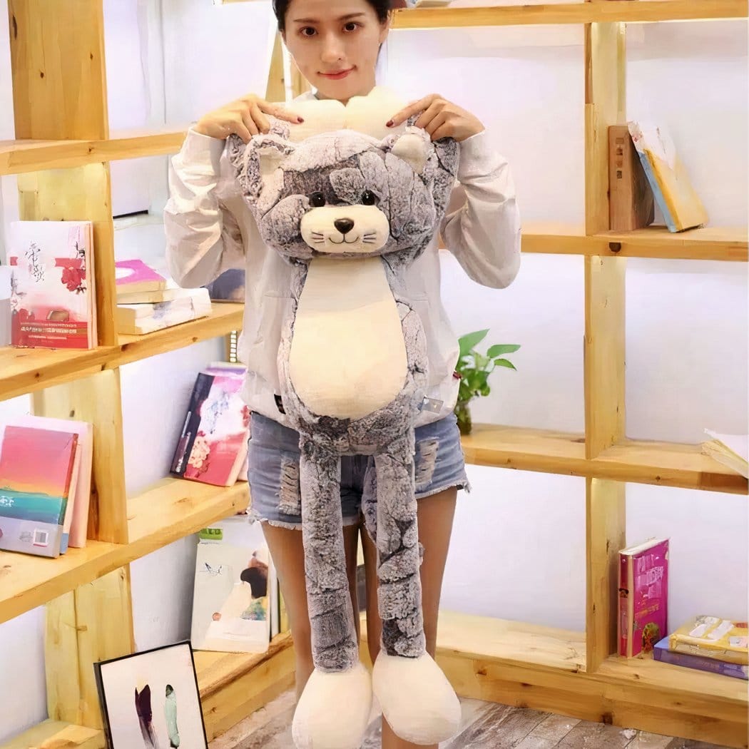 Knuffelkat Grijs Met Lange Benen Zachte Troostknuffel De Knuffel 90cm