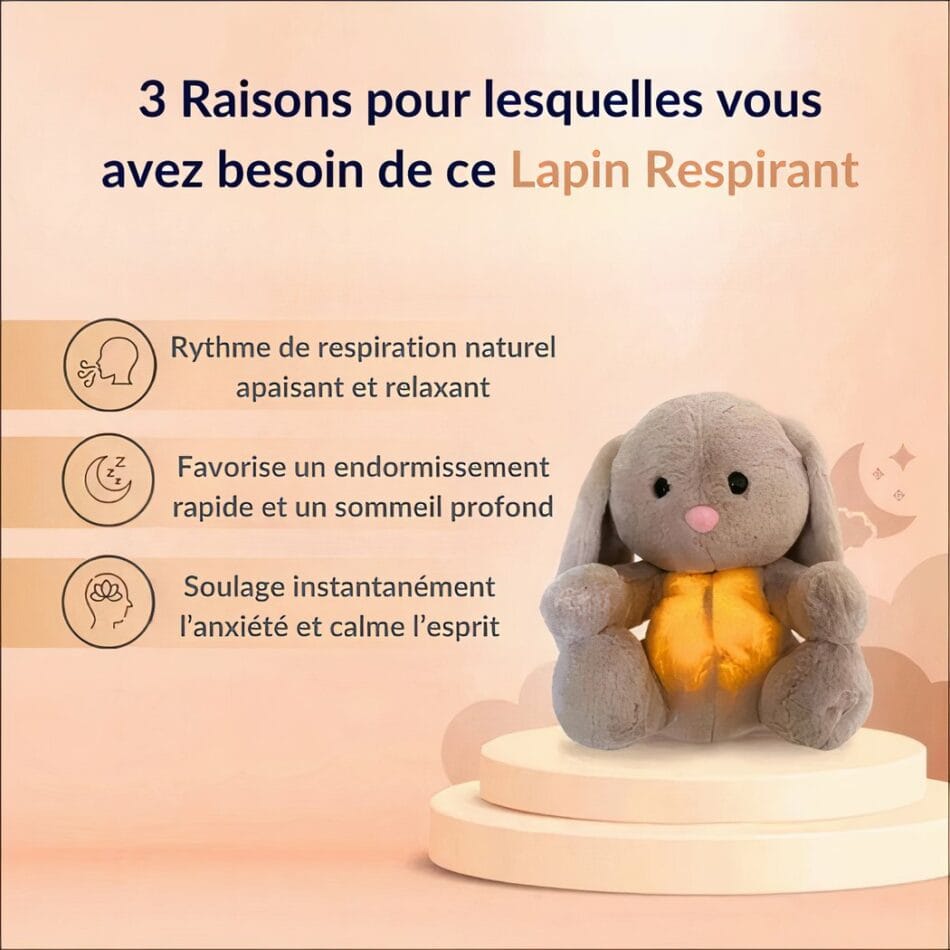 Knuffelkonijn Met Ademende Buik En Slaapliedje Met Lichtgevend Patroon De Knuffel