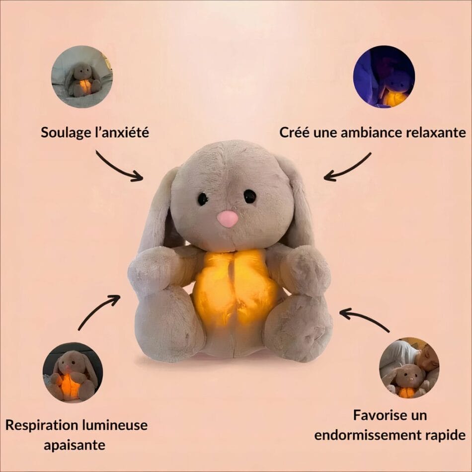 Knuffelkonijn Met Ademende Buik En Slaapliedje Met Lichtgevend Patroon De Knuffel
