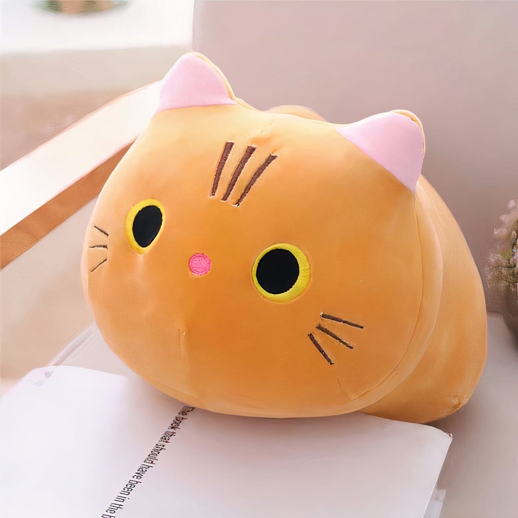 Knuffelkussen Kat met Gigantische Groene Ogen Zachte Decoratie De Knuffel 50cm / oranje