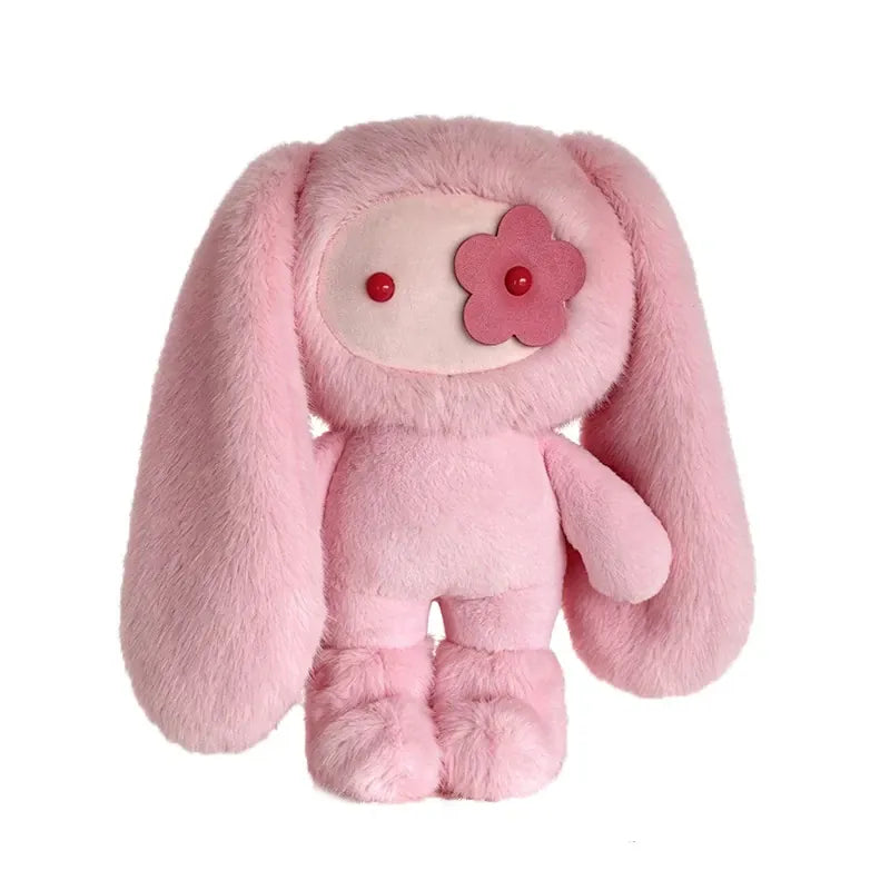 Konijn Knuffel 30 cm | Pluche Konijn met Bloemogen De Knuffel