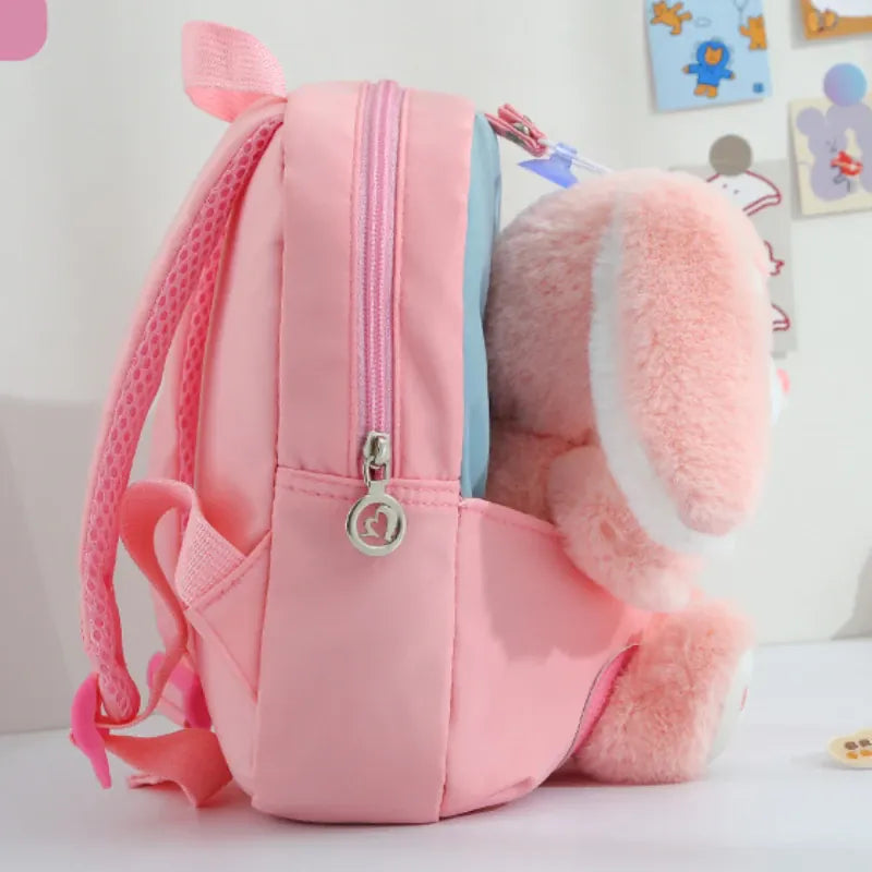 Konijn Knuffel Rugzak 3D | Pluche Kinderrugzak met Strik De Knuffel