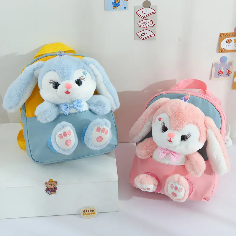 Konijn Knuffel Rugzak 3D | Pluche Kinderrugzak met Strik De Knuffel