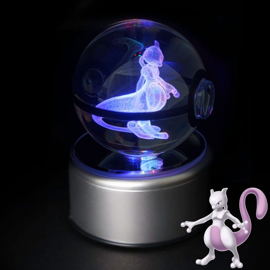 Kristallen Lichtgevende Pokéball Met LED Verlichting De Knuffel mewtwo / s