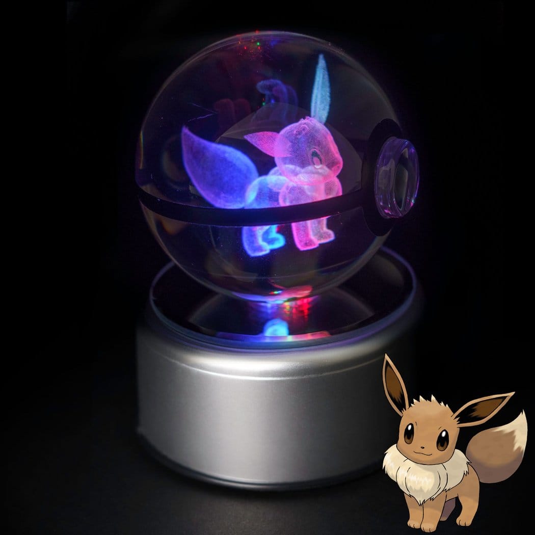 Kristallen Lichtgevende Pokéball Met LED Verlichting De Knuffel evoli / s