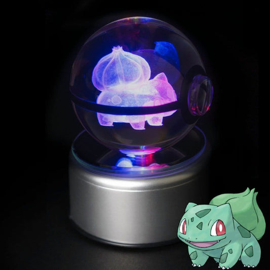 Kristallen Lichtgevende Pokéball Met LED Verlichting De Knuffel bulbizarre / s