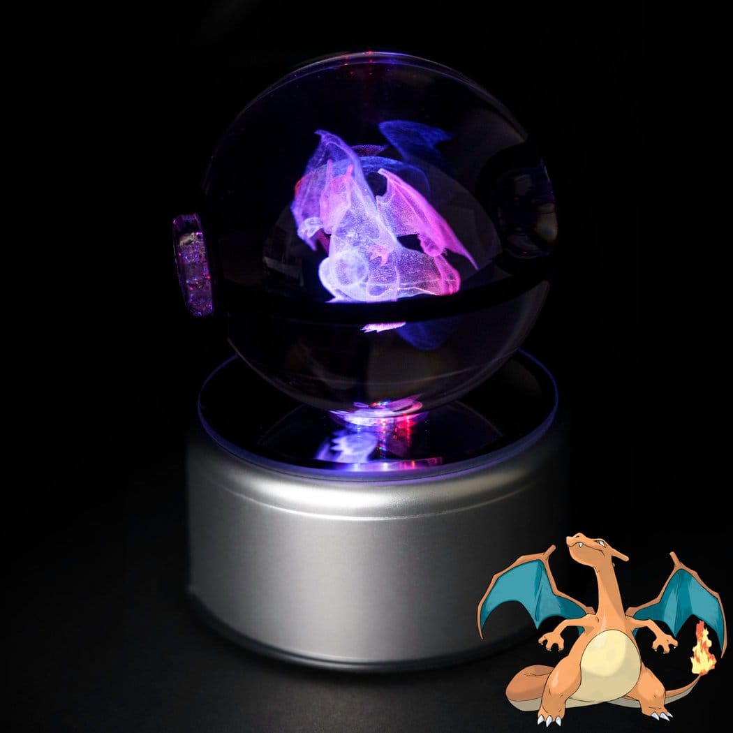Kristallen Lichtgevende Pokéball Met LED Verlichting De Knuffel dracaufeu / s