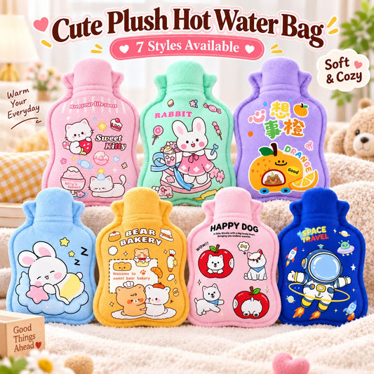 Kruik met Cartoon Pluche Hoes | 200 of 600 ml in 7 Kleuren De Knuffel