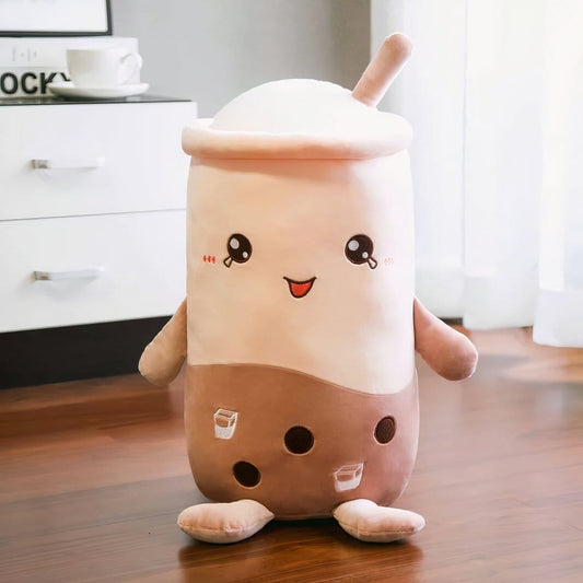 Kussen Knuffel Matcha Thee Bubble Tea Poedervulling Bovenop De Knuffel bruin / 25-cm