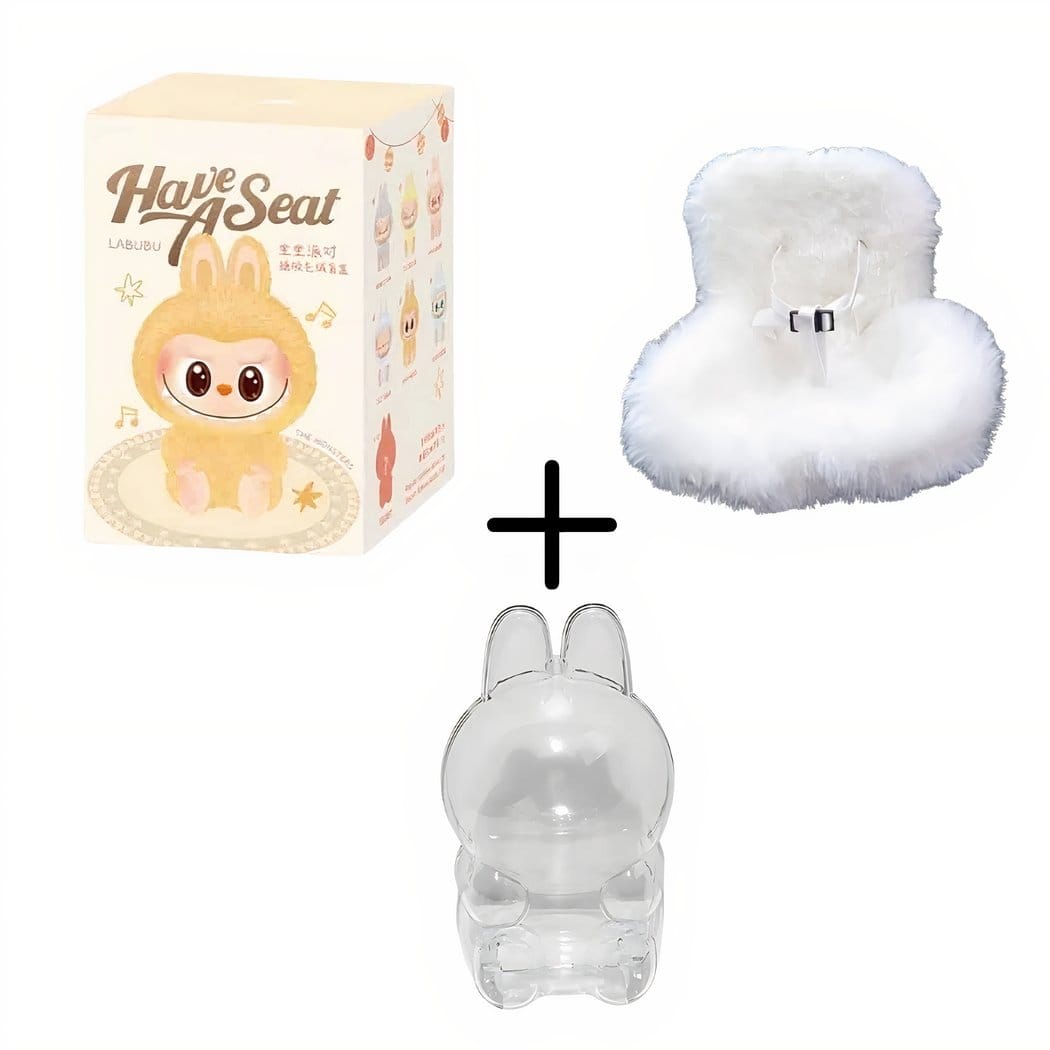 Labubu Knuffel Zittend Mystery Box Verrassingsknuffel Zacht De Knuffel set-van-1 / mystery-box-hoesje-autostoel