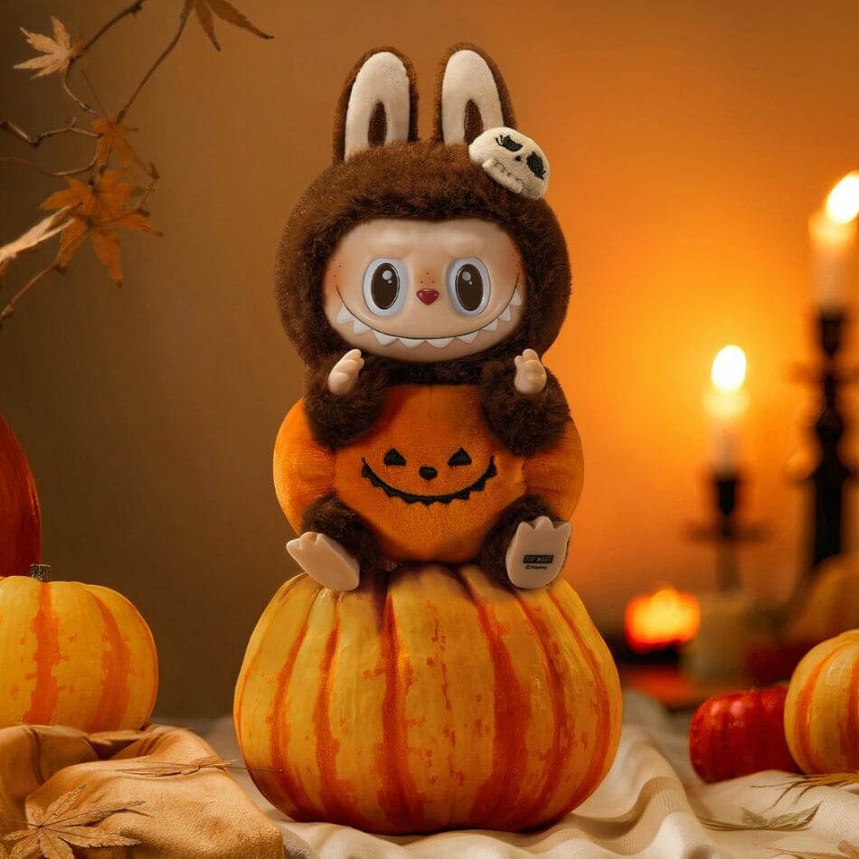 Labubu Pompoen Knuffel Halloween Monster 15 cm Oranje Pluche De Knuffel