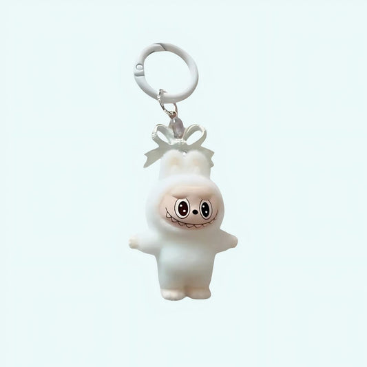 Labubu-stijl Mini Knuffel Sleutelhanger Speels en Kleurrijk De Knuffel wit