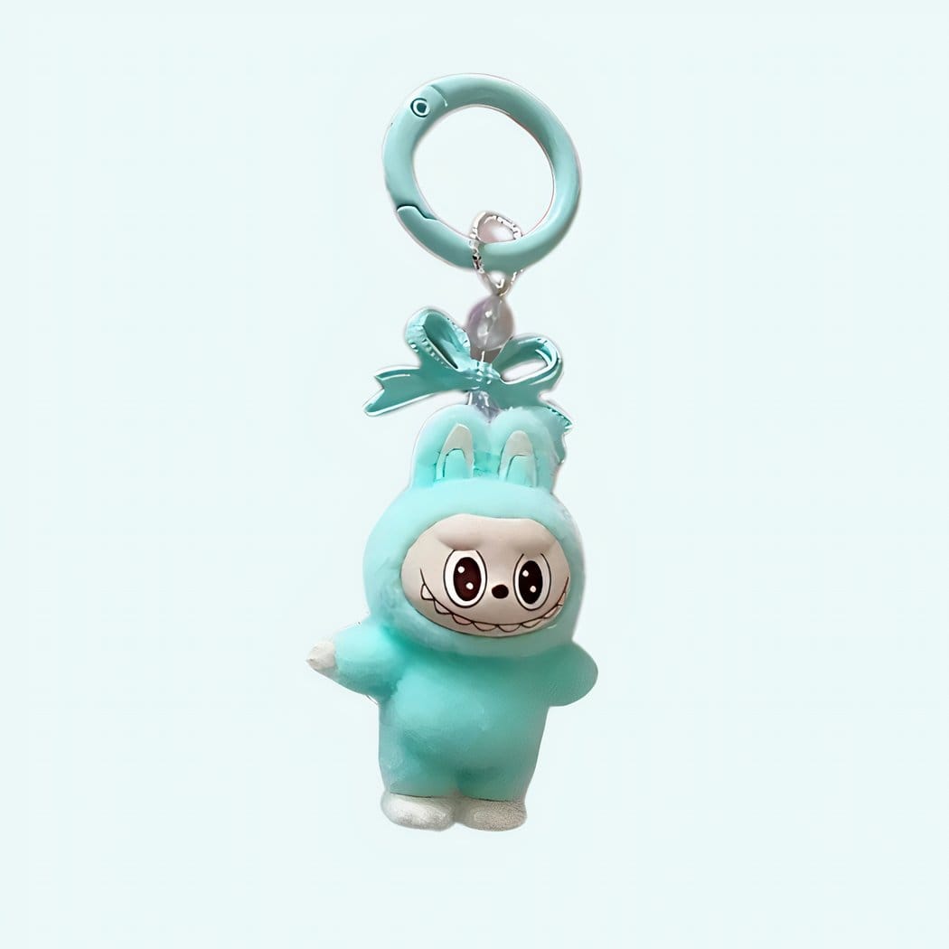 Labubu-stijl Mini Knuffel Sleutelhanger Speels en Kleurrijk De Knuffel blauw