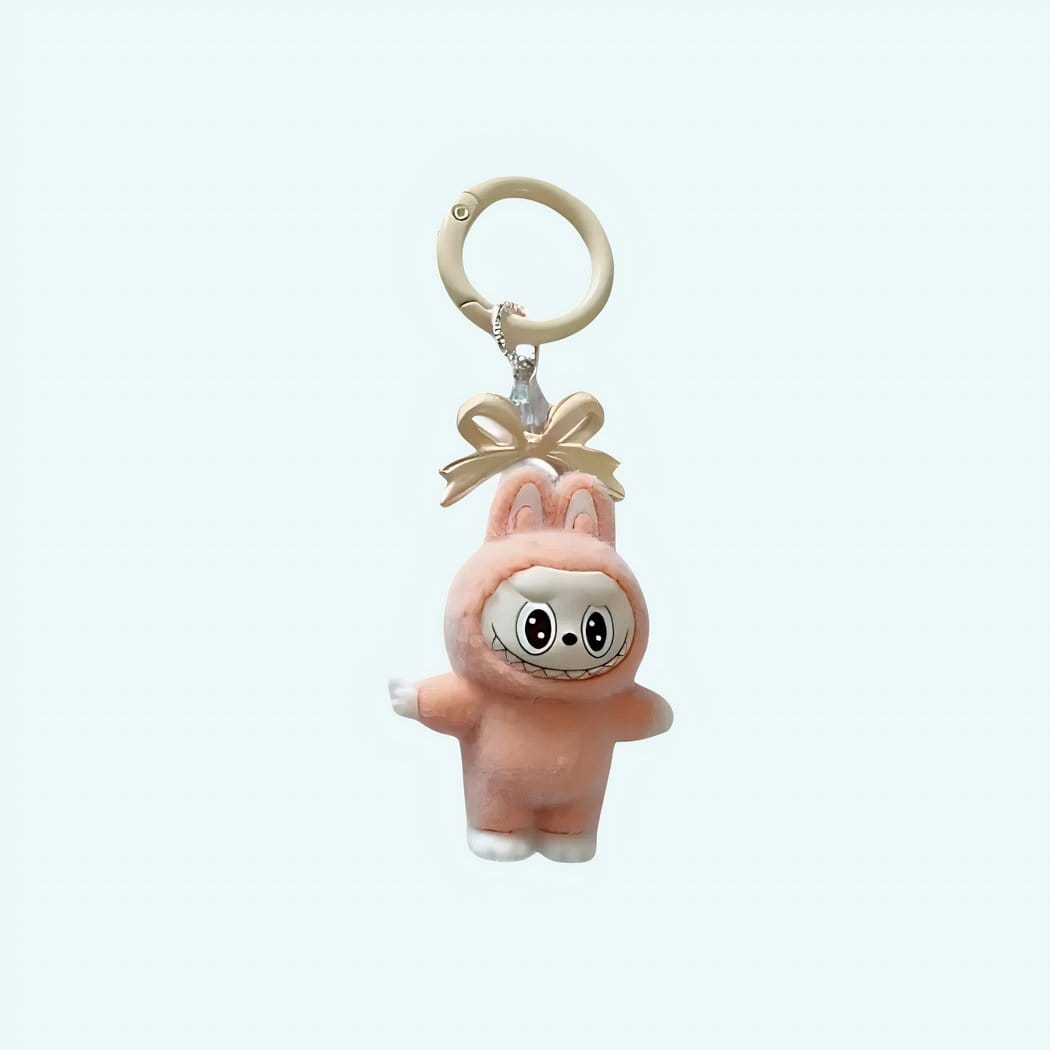 Labubu-stijl Mini Knuffel Sleutelhanger Speels en Kleurrijk De Knuffel oranje