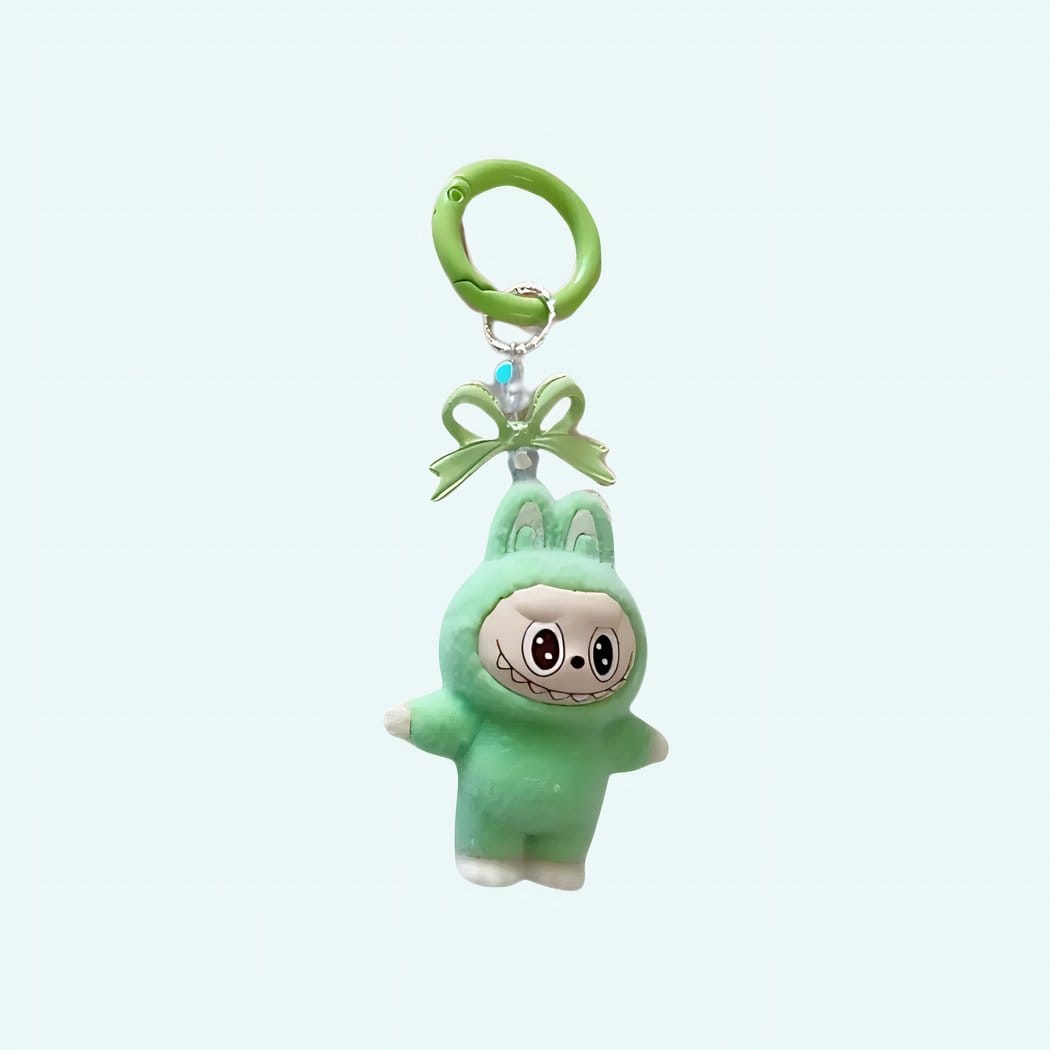 Labubu-stijl Mini Knuffel Sleutelhanger Speels en Kleurrijk De Knuffel donkergroen