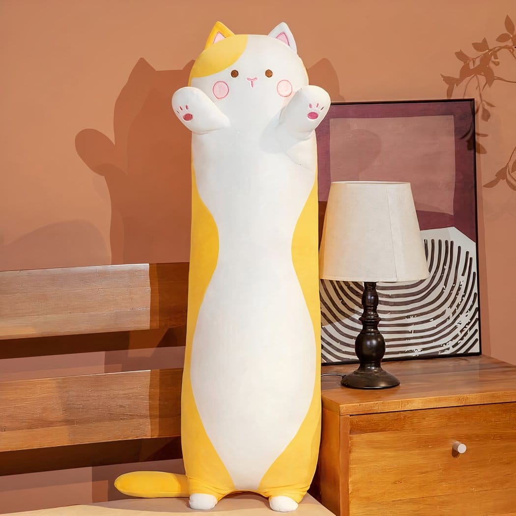 Lange Kattenknuffel 90 Cm Zachte Knuffel En Kussen De Knuffel geel