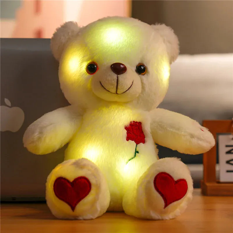 Lichtgevende Teddybeer met LED | Roos, Hartje of Strikje De Knuffel