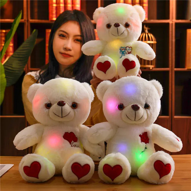 Lichtgevende Teddybeer met LED | Roos, Hartje of Strikje De Knuffel