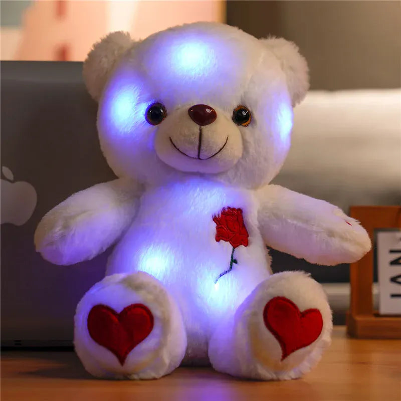 Lichtgevende Teddybeer met LED | Roos, Hartje of Strikje De Knuffel