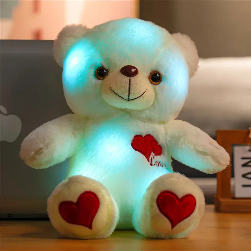 Lichtgevende Teddybeer met LED | Roos, Hartje of Strikje De Knuffel