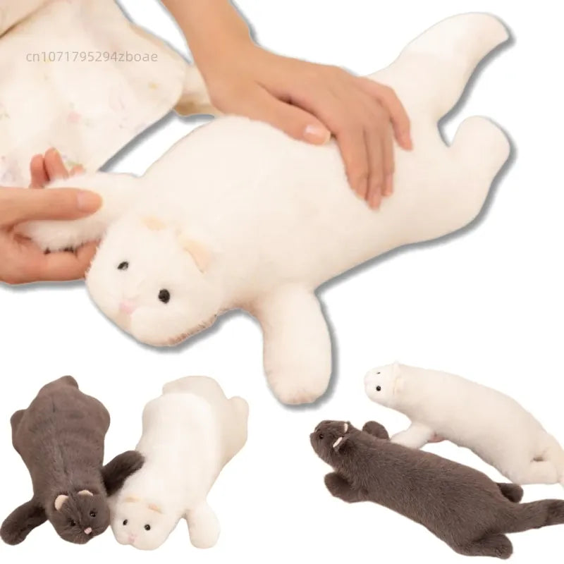 Liggende Fret Knuffel 47 cm | Realistisch Grijs of Wit De Knuffel